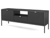 Szafka pod telewizor z szufladami i drzwiczkami Amber czarna na czarnych nogach