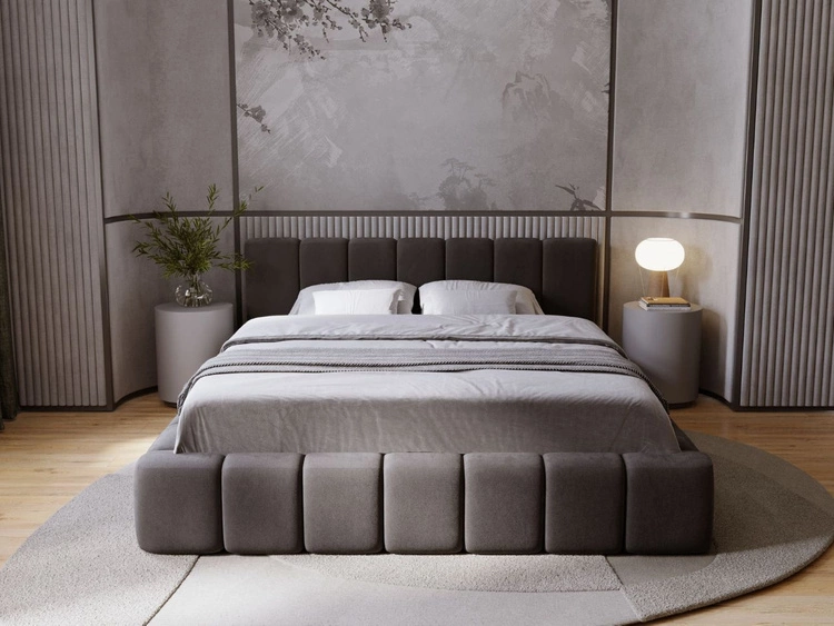 Łóżko tapicerowane z pojemnikiem i stelażem 140x200 Orio Czarny