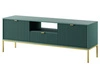 Szafka pod telewizor z szufladami i drzwiczkami Amber zielona na złotych nogach