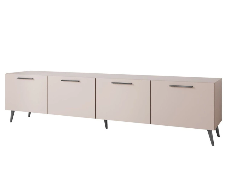 Szafka RTV pod telewizor z drzwiczkami i oświetleniem LED na czarnych nóżkach 200 cm Noaé Kaszmir