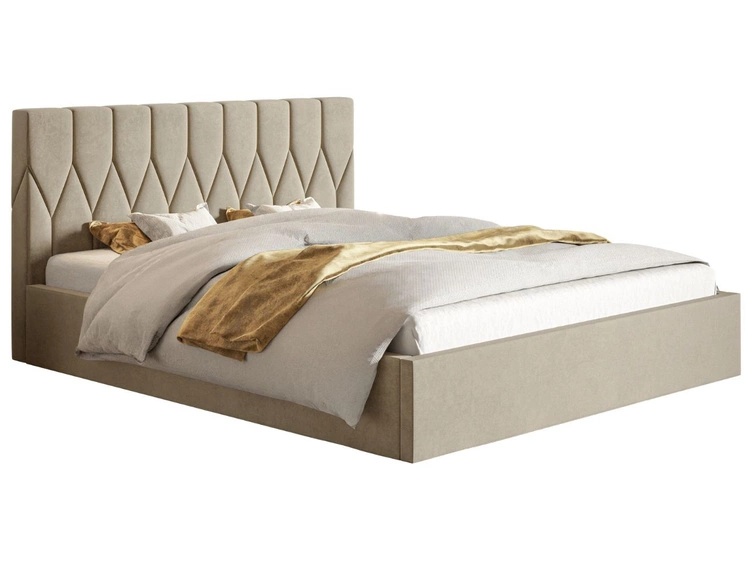 Łóżko tapicerowane z pojemnikiem i stelażem 140x200 Gaja Beżowe