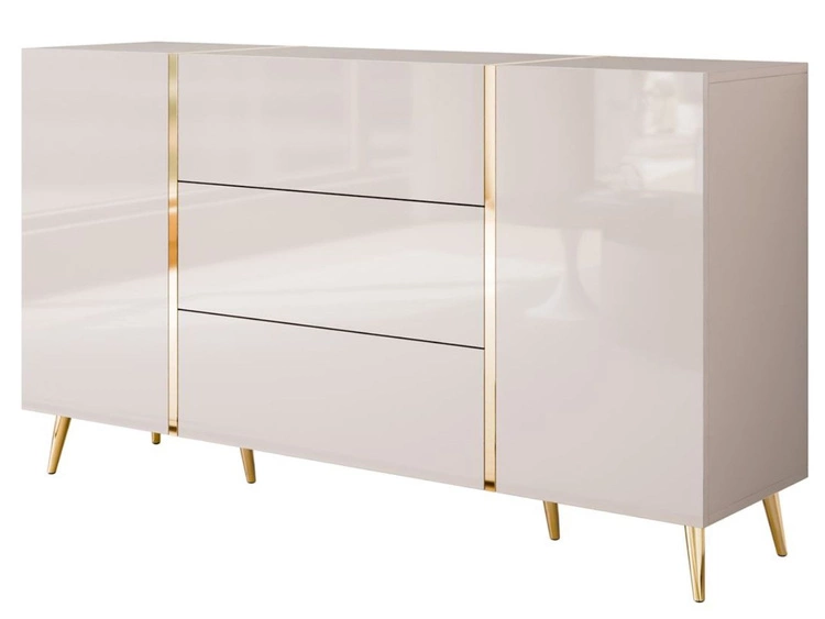 Zestaw mebli do salonu w stylu glamour na złotych nóżkach Lunelie Kaszmir