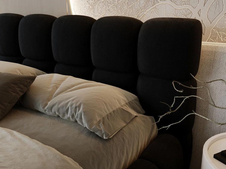 Łóżko tapicerowane z pojemnikiem i stelażem 160x200 Modo Czarne