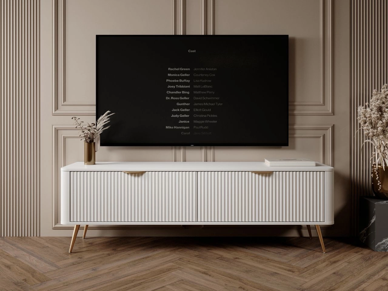 Szafka pod telewizor z drzwiczkami 163 cm Latina Biała