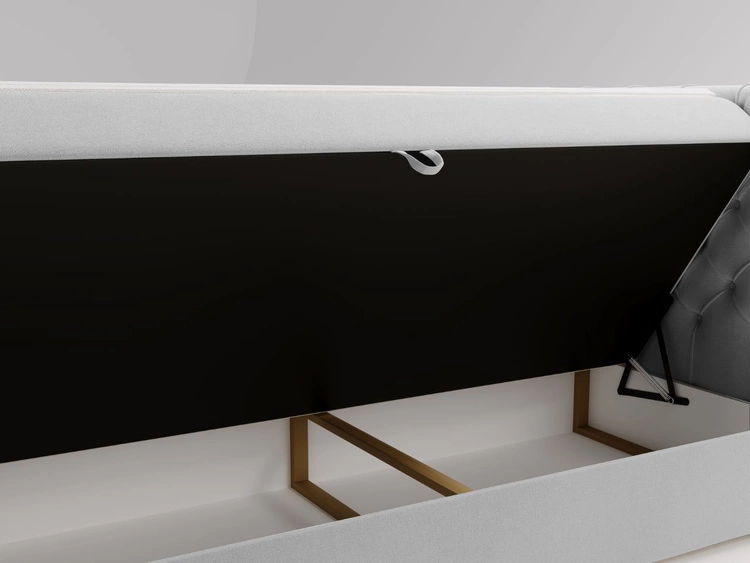 Łóżko kontynentalne z pojemnikiem na pościel 160x200 Montego Jasnoszare