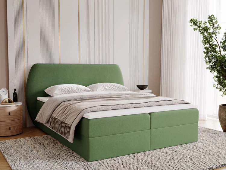 Łóżko kontynentalne z pojemnikiem na pościel 180x200 Bogota Zielone
