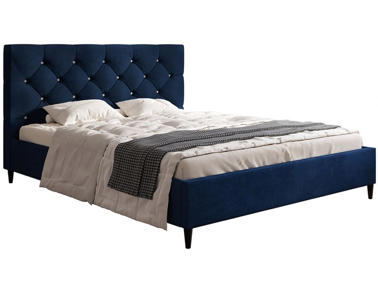 Łóżko tapicerowane ze stelażem 120x200 Tril Ciemny niebieski
