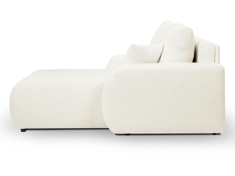 Narożnik z pojemnikiem i funkcją spania Prawy Adoro Kremowy