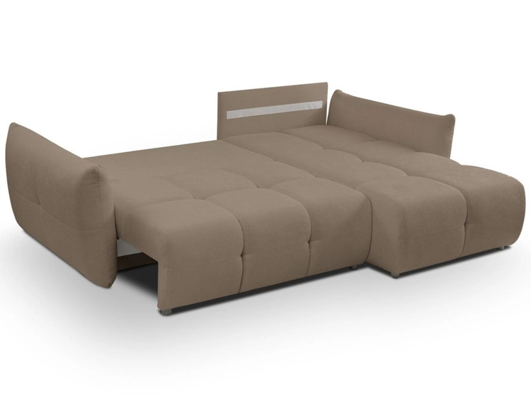 Narożnik L uniwersalny z funkcją spania i pojemnikiem Bene Brązowy