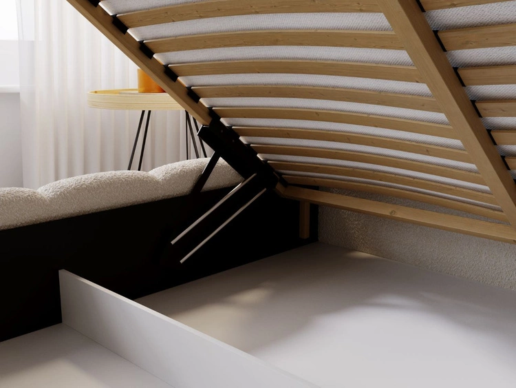 Łóżko tapicerowane z pojemnikiem i stelażem 140x200 Cloud beżowe