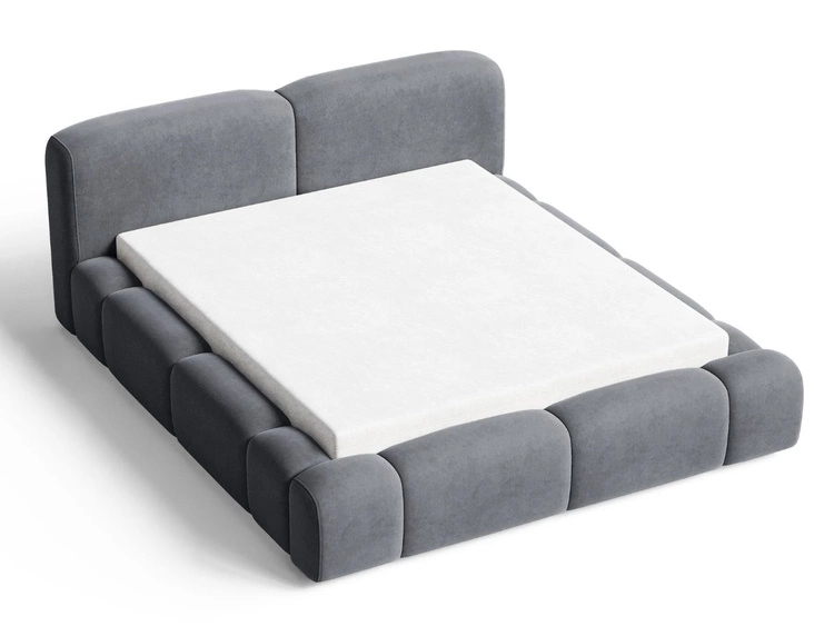 Łóżko tapicerowane z pojemnikiem i stelażem 180x200 Aubi Ciemnoszare