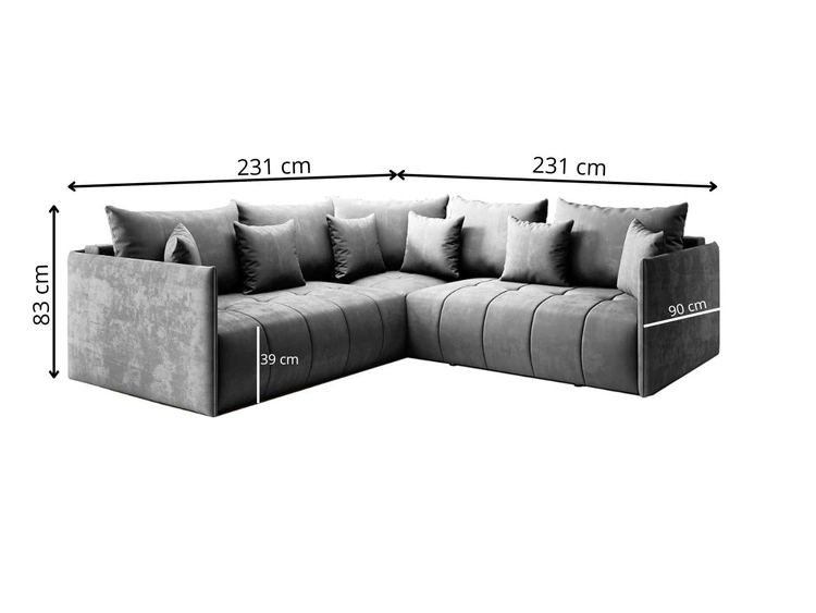 Narożnik L uniwersalny z funkcją spania i pojemnikiem Ardi L Fioletowy