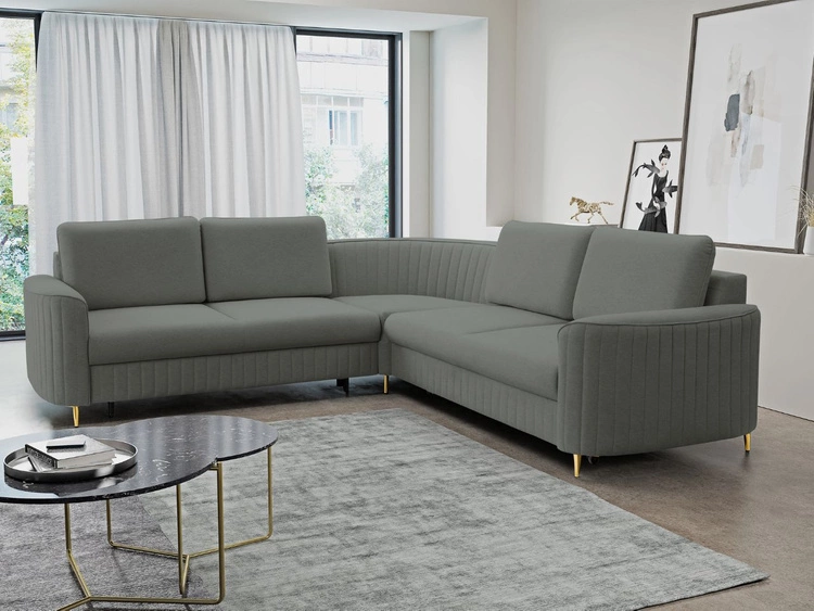 Narożnik L Prawy z funkcją spania i pojemnikiem Limon Szary