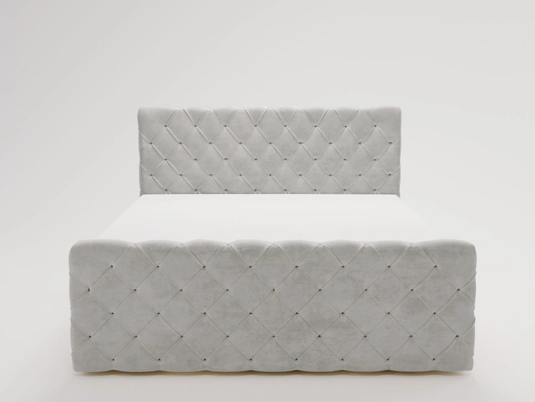 Łóżko kontynentalne z pojemnikiem na pościel 160x200 Lunaris Jasnoszare