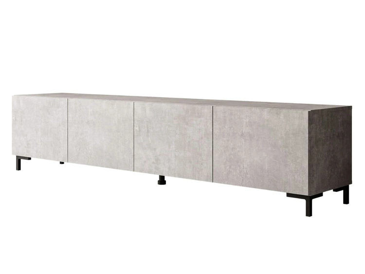 Szafka RTV pod telewizor z drzwiczkami na czarnych nóżkach 200 cm Nodoo Beton