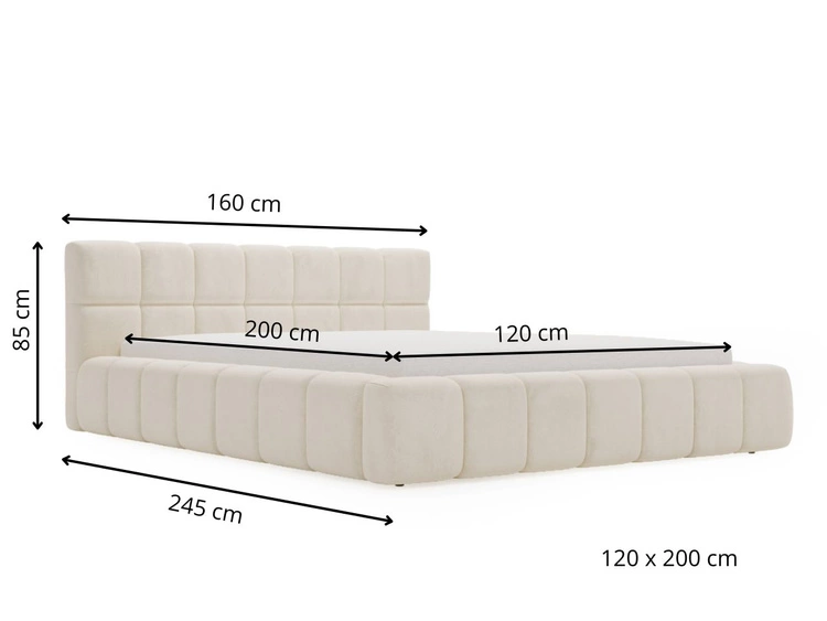 Łóżko tapicerowane z pojemnikiem i stelażem 120x200 Alicante Brązowy