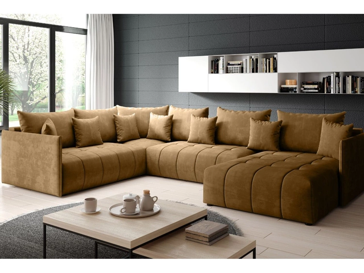 Narożnik U uniwersalny z funkcją spania i pojemnikiem Ardi Bis Miodowy