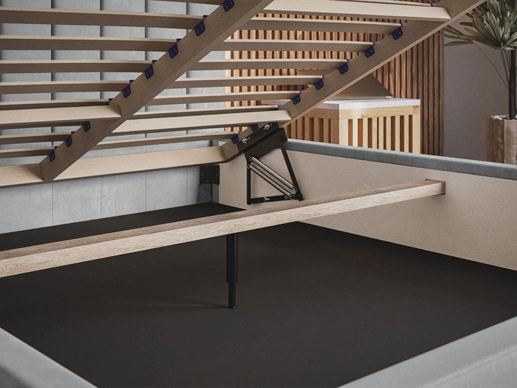 Łóżko tapicerowane z pojemnikiem i stelażem 180x200 Sesto szare