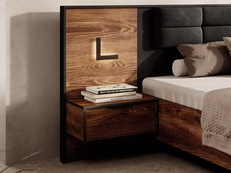 Zestaw mebli do sypialni Montreal Brązowy, Czarny