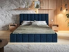 Łóżko tapicerowane z pojemnikiem i stelażem Siena 140x200 granatowy