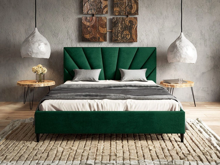 Łóżko tapicerowane ze stelażem 180x200 Fuzi zielone