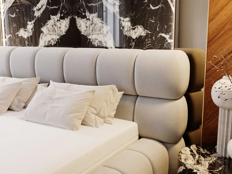 Łóżko tapicerowane z pojemnikiem i stelażem 160x200 Mellow Jasny szary