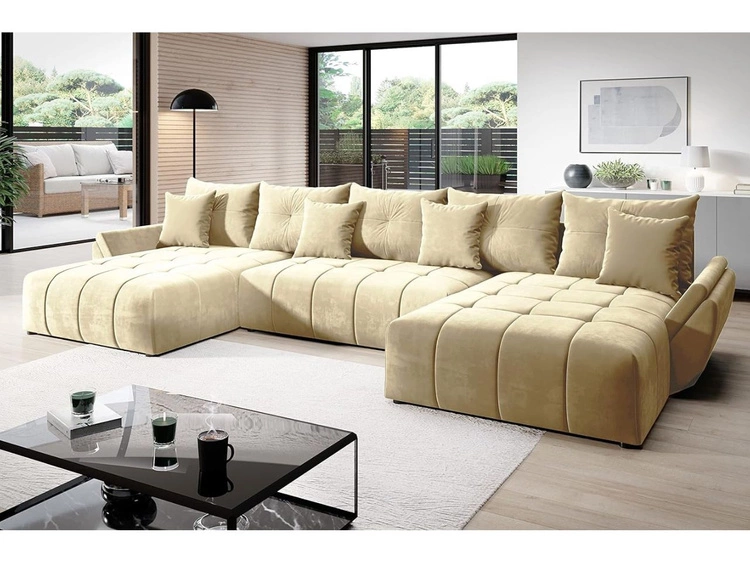 Narożnik U z funkcją spania i pojemnikiem Decor U Beżowy