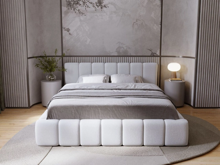 Łóżko tapicerowane z pojemnikiem i stelażem 140x200 Orio Szary