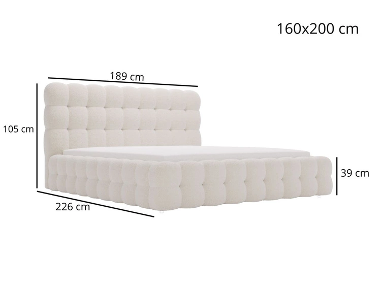 Łóżko tapicerowane z pojemnikiem i stelażem 160x200 Twist Beżowy