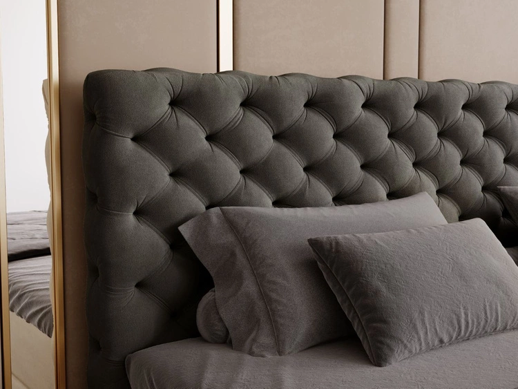 Łóżko kontynentalne z pojemnikiem na pościel 180x200 Bergamo ciemnoszare