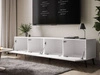 Szafka RTV pod telewizor z drzwiczkami na czarnych nóżkach 200 cm Nodoo Biały połysk