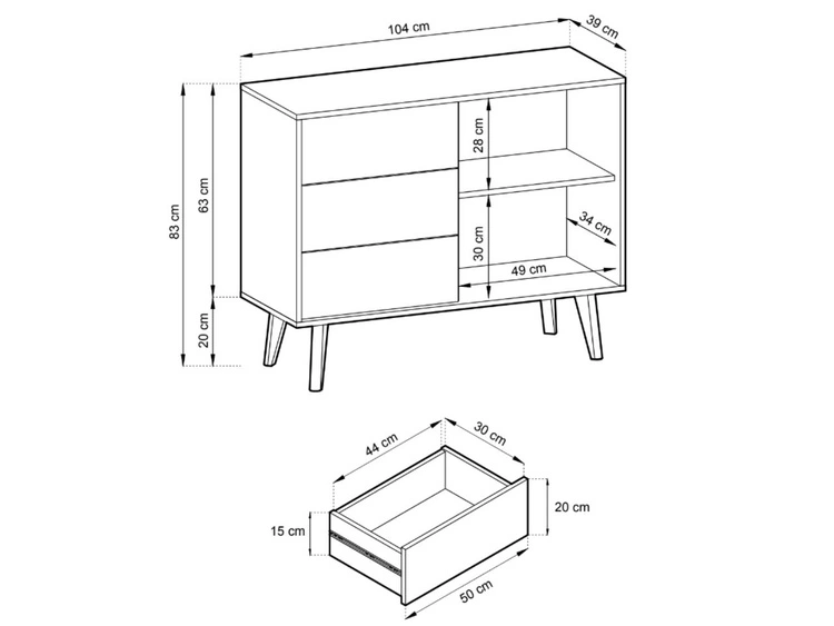 Komoda z drzwiami i szufladami Astro Czarna