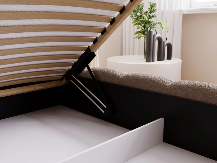 Łóżko tapicerowane z pojemnikiem i stelażem 140x200 Cloud Low brązowe