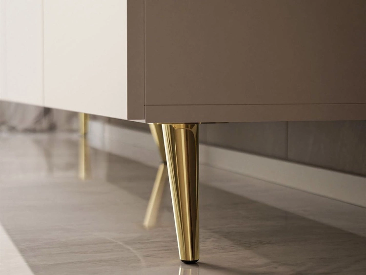 Szafka RTV pod telewizor z drzwiczkami na złotych nóżkach 100 cm Nodoo Kaszmir