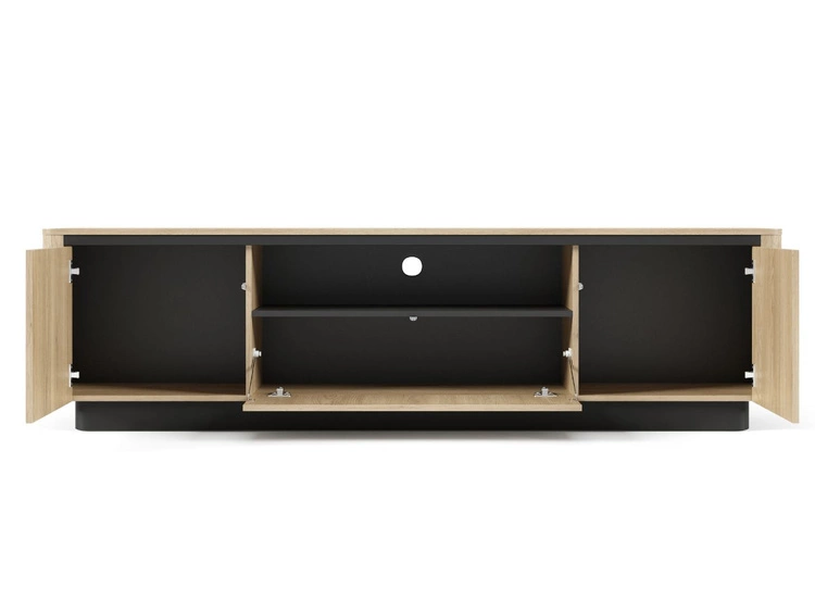 Szafka RTV pod telewizor z trzema drzwiczkami Fascino Dąb Cremona, Czarny