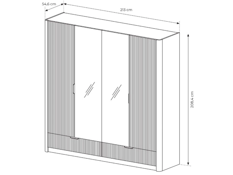 Szafa czterodrzwiowa z drzwiami uchylnymi Latina Beżowa