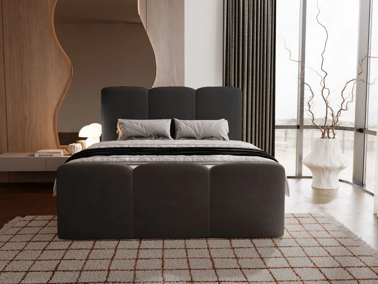 Łóżko kontynentalne z pojemnikiem na pościel 120x200 Campi Czarne