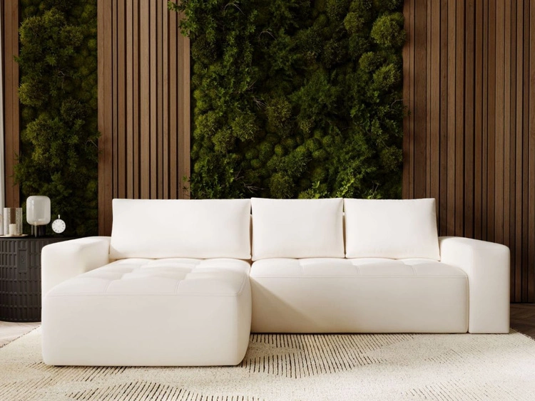 Narożnik L Lewy z funkcją spania i pojemnikiem Portland Kremowy