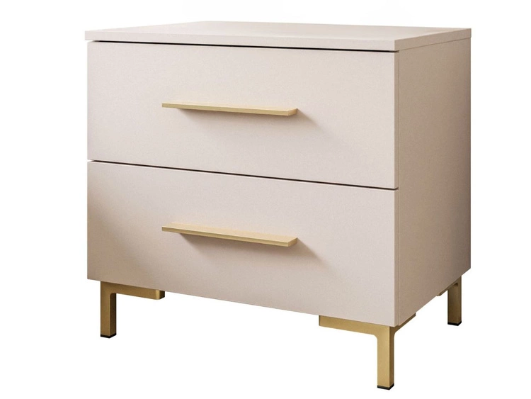 Stolik nocny z dwoma szufladami na złotych nóżkach Nuveo Kaszmir