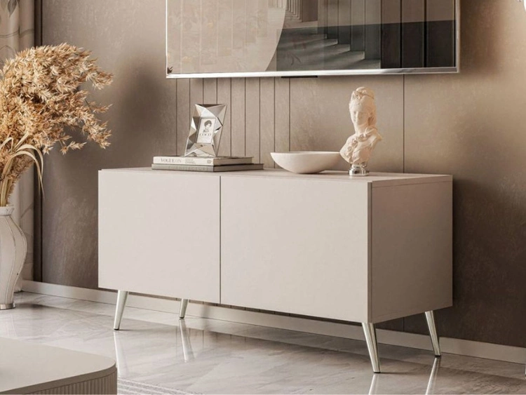 Szafka RTV pod telewizor z drzwiczkami na srebrnych nóżkach 100 cm Nodoo Kaszmir