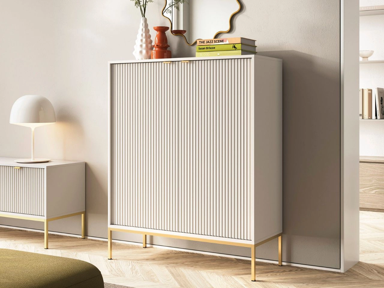 Komoda z drzwiami Amber Kaszmir na złotych nogach