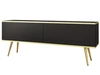 Szafka pod telewizor z drzwiczkami 135 cm z gładkim frontem Diolo Czarna na złotych nogach