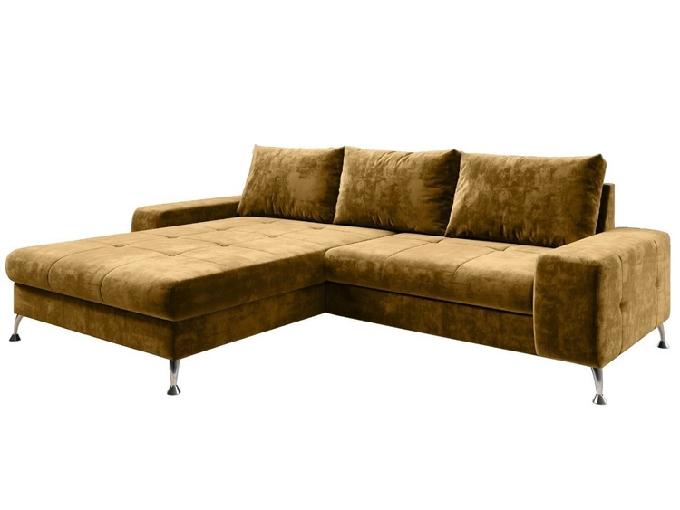 Narożnik L Lewy z funkcją spania i pojemnikiem Tonny Żółty