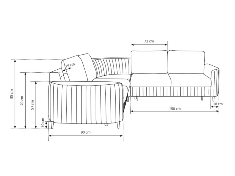 Narożnik L Lewy z funkcją spania i pojemnikiem Limon Kremowy