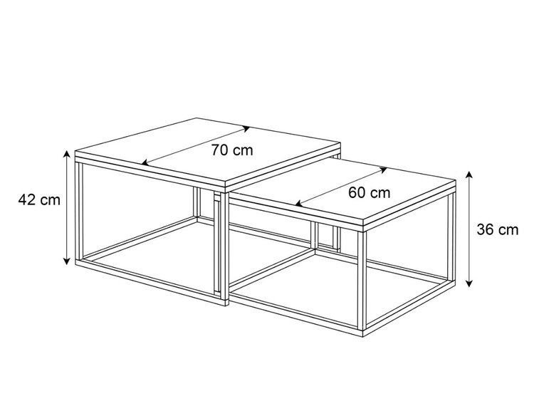 Stolik kawowy na czarnym stelażu Asumi Dąb Wotan 36x42