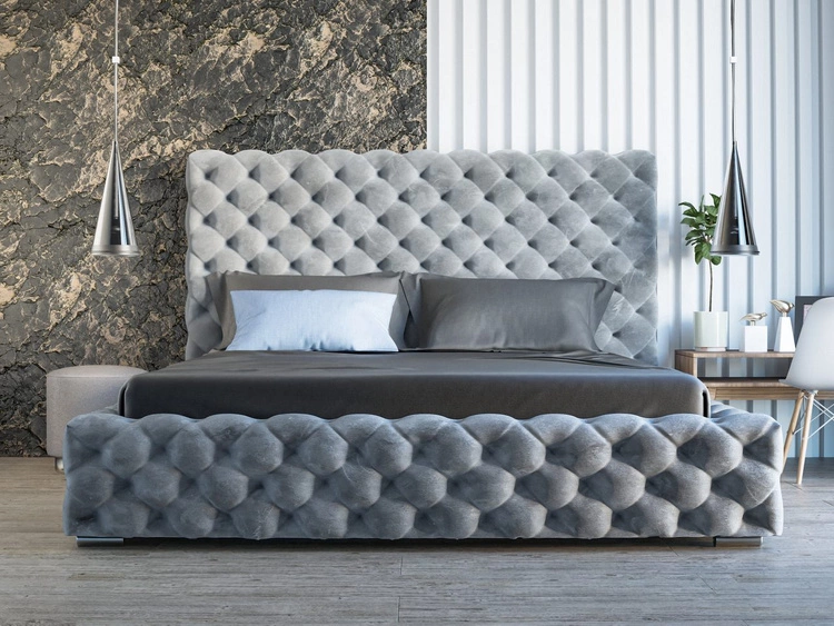 Łóżko tapicerowane z pojemnikiem i stelażem 180x200 Heaven Jasny szary