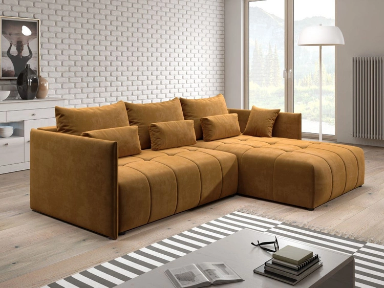 Narożnik L uniwersalny z funkcją spania i pojemnikiem Ardi Żółty