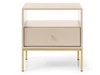 Stolik nocny z szufladą na złotych nóżkach Amor Beż piaskowy