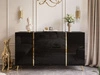 Dwudrzwiowa komoda 158 cm na złotych nóżkach z trzema szufladami Lunelie czarny połysk