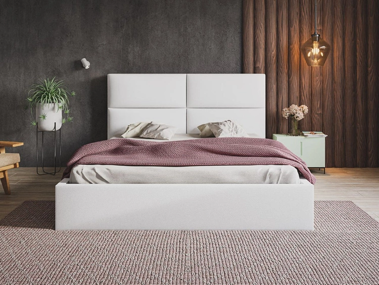 Łóżko tapicerowane z pojemnikiem i stelażem 180x200 Marad białe
